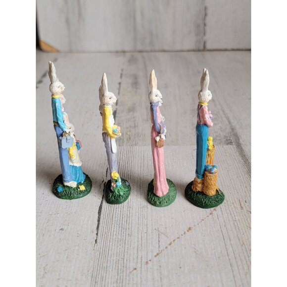 Vintage easter bunny family couple miniature spring home decor set - Picture 6 of 7